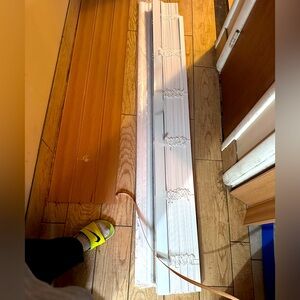 Believe they’re 63 inch wood blinds